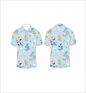 Polo pour homme à manches courtes, imprimé floral bleu clair, chemise décontractée d'été - Product Image 3
