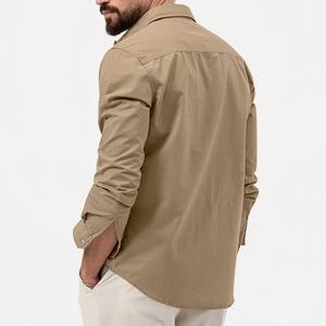 Premium <b>Men's</b> Casual Full Sleeve Khaki 100% Cotton twill <b>Shirt</b> Stylish Tailored Fit <b>with</b> front <b>pockets</b> Fashion Style - Product Image 2