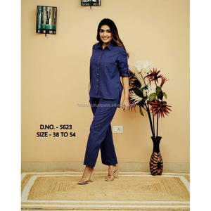 Beautiful Heavy Cotton Slub / Cotton Flex (खादी) Best Quality Fabric Cordset ( Short Length Shirt - 29”) With <b>Wooden</b> <b>Buttons</b> & L - Product Image 4