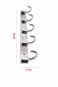 5 Hook Metal <b>Wall</b> Mounted <b>Coat</b> <b>Rack</b> Minimalist Design Anti Rust Heavy Duty For Clothing Bathroom Kitchen Use - Product Image 2