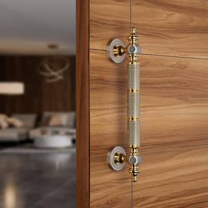 Manija Decorativa de Metal para Puerta, Acabado Latón Antiguo, Manija Larga con Placas de Montaje para Puertas de Entrada de Madera, Hogar, Hotel - Product Image 2