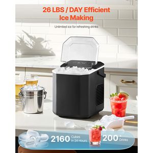 Macchina per il ghiaccio a 9 cubetti, pronta in 6 minuti, 26 libbre in 24 ore, autopulente, portatile, con paletta e cestello - Product Image 2