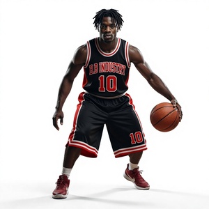 Uniformes de Baloncesto Retro con Rayas Rojas y Negras, Jersey y Pantalones Cortos, Sublimados, Impresos, Premium, Transpirables, 100% Poliéster, Ligeros y de Secado Rápido - Product Image 1