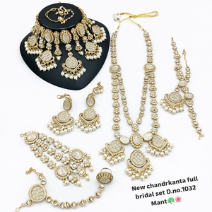 Conjunto de Joyería Étnica Chandrakanta, Chapado en Oro y Rodio, con Pedrería Kundan, Collar Largo, para Bodas, Compromisos y Fiestas - Product Image 2