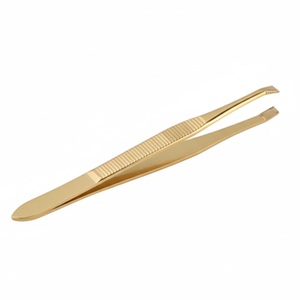 Pince à cils en acier inoxydable doré de haute qualité, pince à cils professionnelle à marque privée pour cils volumineux et classiques - Product Image 3