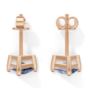 Rose Gold Plated Sterling <b>Silver</b> Trillion Cut Prong <b>Set</b> Blue Sapphire <b>Stud</b> <b>Earrings</b> Classic Women's Jewelry Heerani Jewels Water - Product Image 5