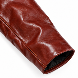 Chaqueta de Motociclista Personalizada para Hombre, de Cuero PU Marrón, Ajustada, Resistente al Viento, con Cuello Alto y Forro de Sherpa - Product Image 4