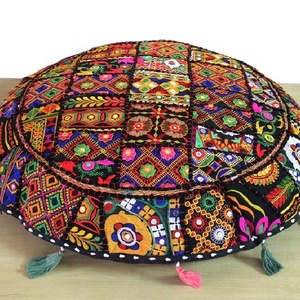 Housse d'oreiller en Patchwork rond fait à la main, motif Patchwork, grand tabouret de pied, Boho, pour siège de Yoga, crochet indien, 1 pièce - Product Image 6