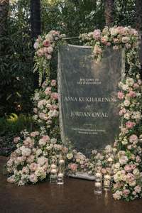 LANJO Custom Laced Sheer Linen <b>Wedding</b> Welcome <b>Sign</b> Modern Boho Decor Fabric Floral Pattern Eco-Friendly Durable Hanging - Product Image 3