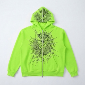 Sudadera con capucha y cremallera para hombre, color blanco, con estampado de telaraña, informal, de algodón tejido, corte regular, estilo bapehoodie, para otoño - Product Image 4