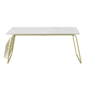 Premium Gold Metal Coffee <b>Table</b> with <b>White</b> Marble Top Contemporary Handmade Furniture for Home and Hotel - Product Image 1