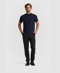 Camiseta de punto 100% algodón para hombre, color azul marino, informal, de manga corta, transpirable, para verano, uso diario, suave - Product Image 1