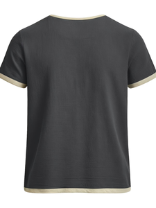 Men's Short Sleeve Henley T-Shirt Regular Fit Solid Color Button-Up 110g 100% Cotton woven Fabric Casual Wear made in Bangladesh - Product Image 4