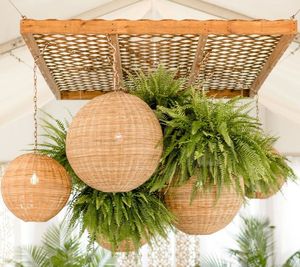 Elegant Minimalist Handcrafted <b>Rattan</b> Decorative Hanging <b>Lantern</b> Woven Ceiling Light Shade for Luxury Wedding Venue Decoration - Product Image 3
