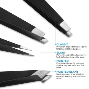 Pince à épiler à sourcils en acier inoxydable enduit de couleur noire ensemble de ciseaux sourcils façonnage pince à épiler beauté durable outils cosmétiques - Product Image 4