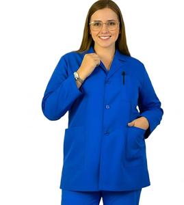 Blouse de laboratoire unisexe bleue en coton et polyester tissé, uniforme d'hôpital à manches longues avec poches et porte-stylo, détection d'aiguilles - Product Image 2