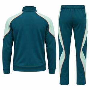 Ensemble de survêtement marron et violet avec veste zippée et pantalon à poches latérales, design sportif pour adultes, idéal pour l'automne - Product Image 4