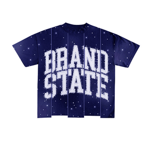 T-shirt personnalisé avec broderie en strass, effet délavé au soleil, tissu 100% coton, streetwear tendance unisexe - Product Image 2