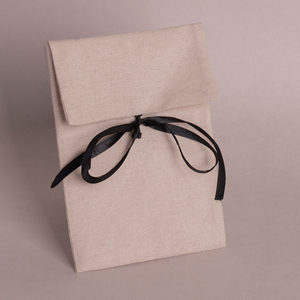 Premium Organic Cotton Canvas Flap <b>Envelope</b> Bag Silk Ribbon Tie Custom Logo Recyclable Packaging for Glasses Makeup-Promotional - Product Image 3