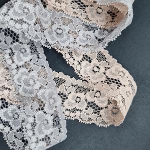 Tissu en dentelle florale rose 3 cm, léger, extensible, bord festonné, pour la décoration de lingerie et de vêtements - Product Image 2