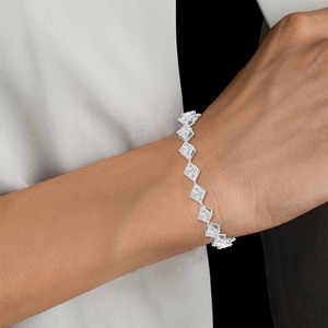 Bracelet en or rose avec diamants taille princesse, bijoux de luxe pour femmes, diamants naturels certifiés GIA - Product Image 3