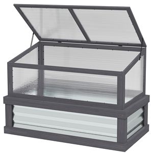 Fioriera in Legno Grigio 104 cm x 57 cm x 71,75 cm, Kit Orto Rialzato con Serra a Muro (Cold Frame) Alta 71,75 cm - Product Image 1