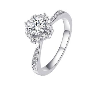 Anillo de Diamante Moissanite de Corte Redondo, Plata de Ley 925, Halo, Joyería de Compromiso y Boda, Anillo Nupcial Elegante - Product Image 1