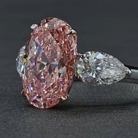 Diamante Cultivado en Laboratorio Certificado por IGI, Corte Ovalado Floral Rosa de 3.0CT, con Piedra Lateral en Forma de Pera, Chapado en Oro de 14K, Anillo Solitario para Compromiso o Aniversario