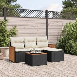 Set Divano da Giardino Regolabile in Polyrattan Nero con Piedi Grandi, Comodo Arredamento da Esterno - Product Image 1