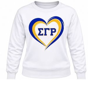 เสื้อสเวตเชิ้ตคอกลมสีขาวลายตัวอักษรกรีก Sigma Gamma Rho สำหรับผู้หญิง สไตล์ลำลองแฟชั่นมหาวิทยาลัย - Product Image 1