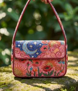 Sac à bandoulière chic décontracté brodé de perles, sac de mode artisanal brodé de perles, sac à bandoulière traditionnel brodé de perles - Product Image 3