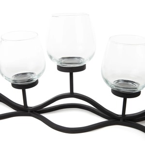 Candelabro Moderno de Hierro Negro con 6 Portavelas de Vidrio Mercurizado para Decoración del Hogar - Product Image 4