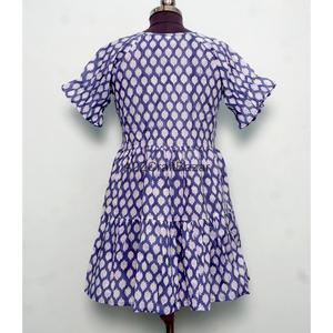 Robe courte pour femmes, printemps et été, 100% coton, imprimé floral, tissu tricoté, manches courtes, silhouette en A, respirante, pour les fêtes - Product Image 6