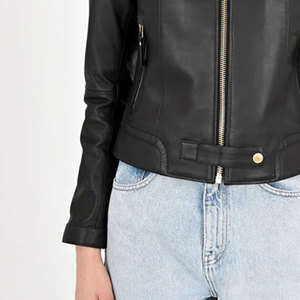 Winter Bomber Leather Cropped Women Jacket Knitted Breathable Eco-Friendly Winter Use Custom Made Women's Leather Jacket - Product Image 6