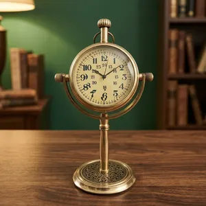 Vintage Brass Mantel <b>Clock</b> Antique Shelf <b>Clock</b> Decorative Tabletop Timepiece Classic <b>Retro</b> Home Office Living Room Decor - Product Image 1