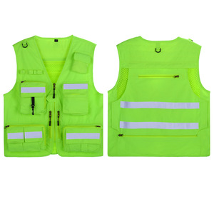 Gilet de sécurité réfléchissant haute visibilité unisexe en polyester multi-poches pour uniformes de gardiens toutes saisons - Product Image 1