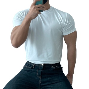 Summer Gym Sports Fitness T-shirt à manches courtes Hommes Training Cotton Breathable Tops Solid Color Tee Casual Sweatshirt Clothing - Product Image 1