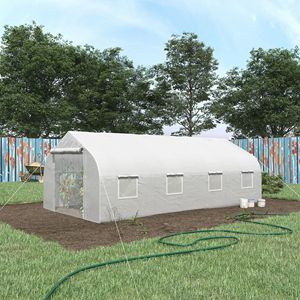 Serra a tunnel walk-in 20x10x7 in acciaio zincato con 8 finestre a rete e porta a rete con cerniera, ideale per la coltivazione di piante da giardino - Product Image 2