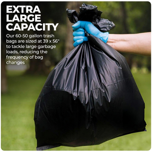 TH GB-006 Commercial Grade 55-60 Gallon Contractor Trash Bags Thickness Black Heavy Duty Garbage Bags 39 x 56 Inch <b>Extra</b> <b>Large</b> - Product Image 5