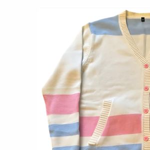 Cardigans décontractés unisexes brodés grecs personnalisés pour sororités, coupe ample, rose et bleu, style universitaire - Product Image 5