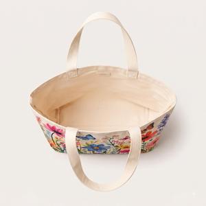 Custom Floral Printed Cotton Canvas Tote <b>Bag</b> Sustainable Large Capacity Grocery <b>Shopping</b> Handbag Eco Friendly <b>Reusable</b> Casual - Product Image 5