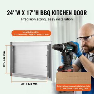 Maniglia per Porta da Cucina Esterna in Acciaio Inox 24W X 17H Pollici con Montaggio a Filo e Impugnatura Verticale a Muro - Product Image 2