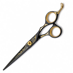 Ciseaux de coiffure professionnels pour droitiers, lames en acier inoxydable, manche en céramique, 32 dents, utilisation en salon, accent doré - Product Image 3