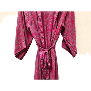 Vintage Soie Saree Kimono Femmes Robe Kimono Robe Peignoir Maxi Robe Bohème style boho chic femmes vêtements de nuit D'été porter kimono - Product Image 5