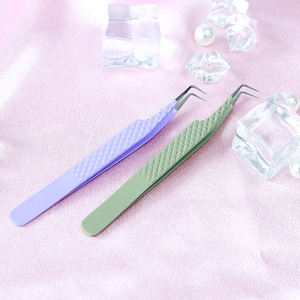 Pince à cils personnalisée avec logo, en acier inoxydable arc-en-ciel, à pointe incurvée de précision, outils d'extension de fibres - Product Image 2