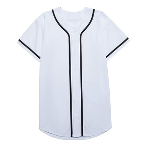 Camiseta de Béisbol Blanca Unisex de Manga Corta con Botones al Frente, Color Sólido, Transpirable, de Poliéster, Ropa Deportiva para Adultos, Corte Regular - Product Image 1