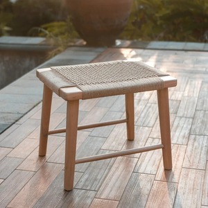 Handwoven Cane <b>Stool</b> Set Natural Bamboo Wicker Ottoman Traditional Charpai Design Rustic Wooden Base Multipurpose Eco-Friendly - Product Image 4