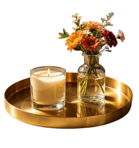 Unique Rounded <b>Vanity</b> <b>Tray</b> Brass Gold Polished Customized Jewelry <b>Vanity</b> <b>Tray</b> From India Perfect for Wedding & Party Events - Product Image 5