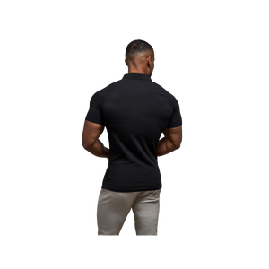 Men's <b>Black</b> <b>Short</b> Sleeve Cotton Polo Shirt Solid Color Casual Knitted Breathable Regular Fit - Product Image 2