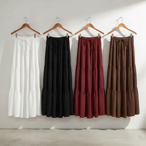 Falda Midi Plisada Transpirable con Diseño de Cadera y Volantes para Mujer, con Logotipo Personalizado, Venta al por Mayor, para Otoño - Product Image 1